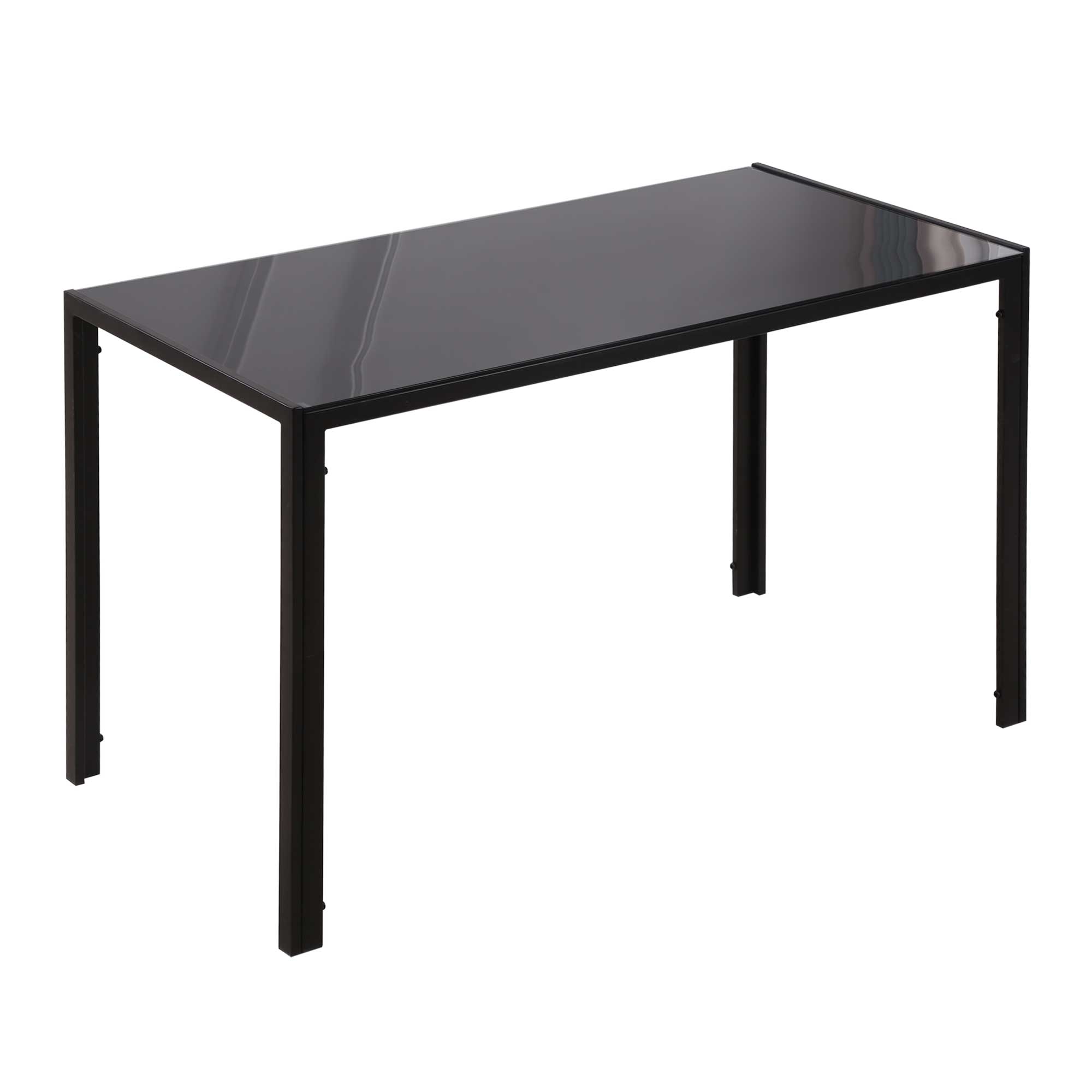 Masă de bucătărie pentru 4 persoane din metal și sticlă temperată, 120x60x75 cm, negru