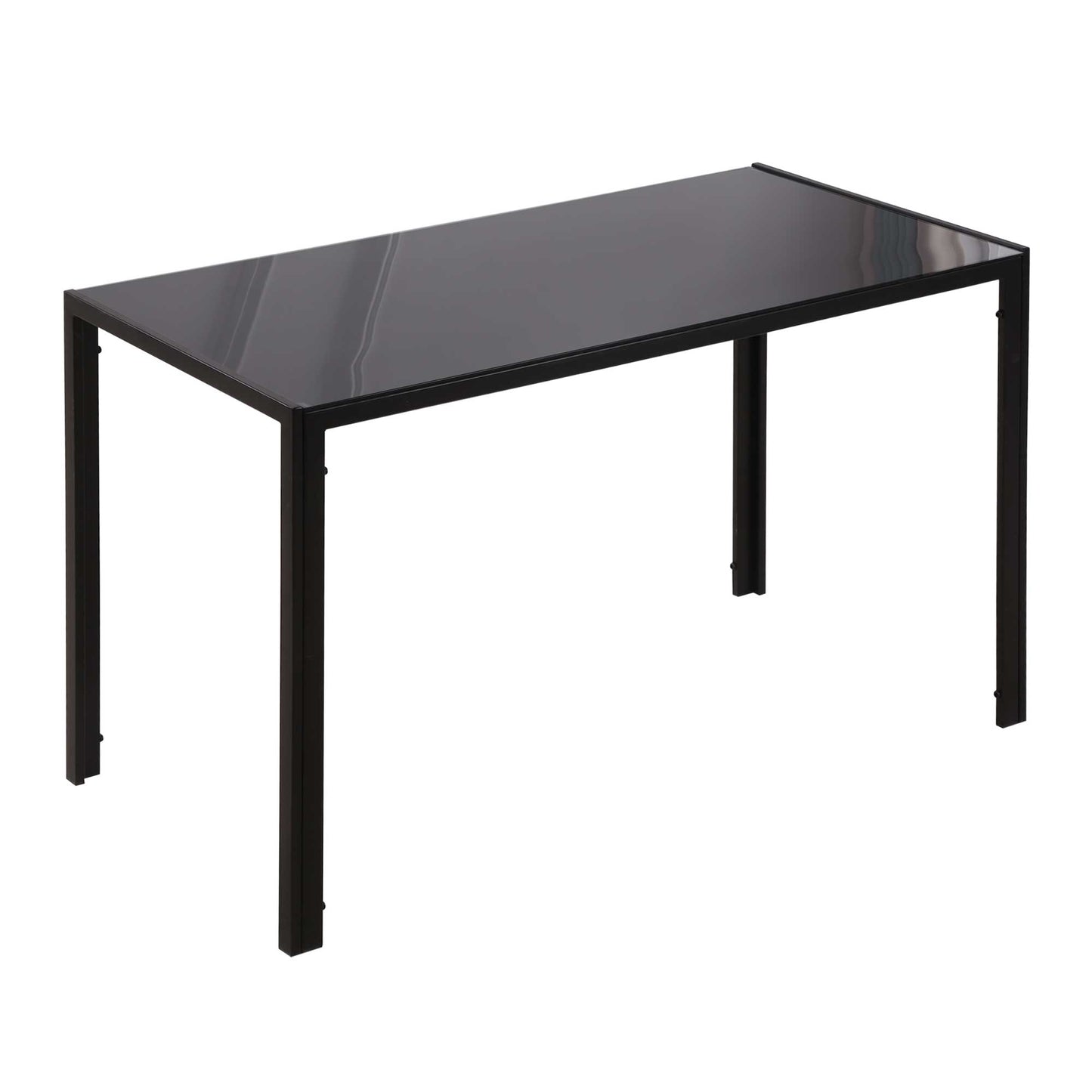 Masă de bucătărie pentru 4 persoane din metal și sticlă temperată, 120x60x75 cm, negru