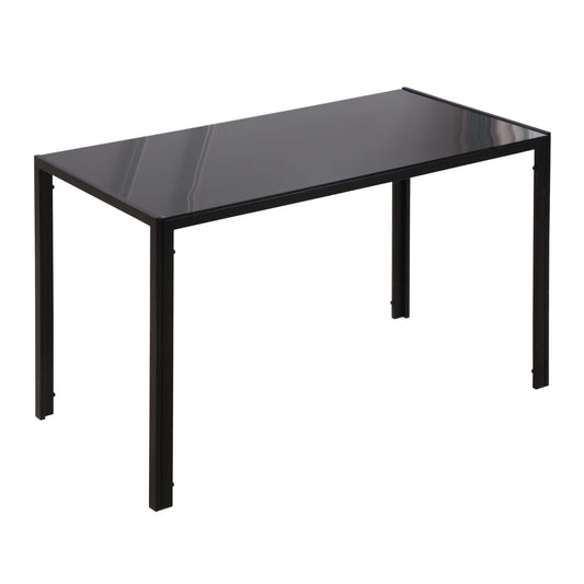 Masă de bucătărie pentru 4 persoane din metal și sticlă temperată, 120x60x75 cm, negru