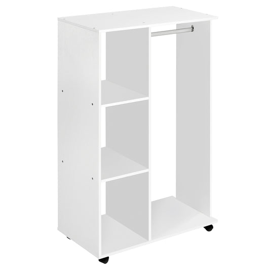 Stand pentru Haine Mobil, Suport Umerașe cu Roți și Raft Depozitare Încălțăminte, Șifonier Deschis, 80x40x128 cm