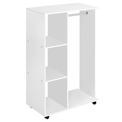 Stand pentru Haine Mobil, Suport Umerașe cu Roți și Raft Depozitare Încălțăminte, Șifonier Deschis, 80x40x128 cm