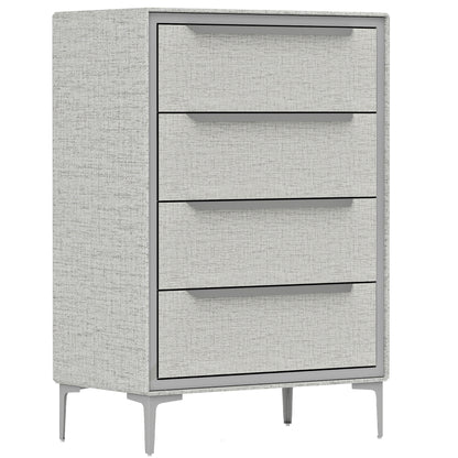Comoda cu 4 Sertare în Oțel cu Acoperire în Țesut cu Efect de In, 60x36x88 cm, Gri