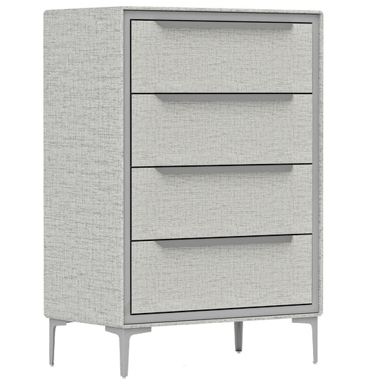 Comoda cu 4 Sertare în Oțel cu Acoperire în Țesut cu Efect de In, 60x36x88 cm, Gri