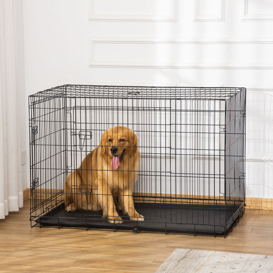 Cusca Transport Animale – Pliabila din Otel Negru, 122×77×82 cm