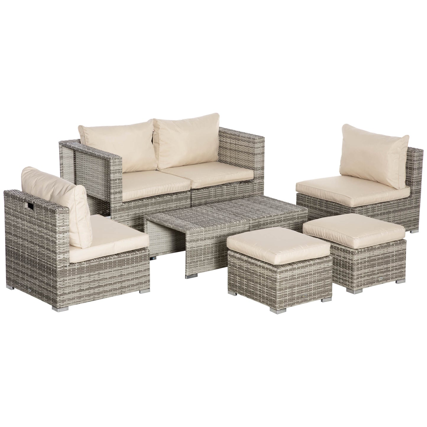 Living pentru gradina din Rattan PE din 8 Piese , Gri si Bej