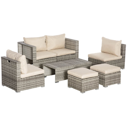 Living pentru gradina din Rattan PE din 8 Piese , Gri si Bej