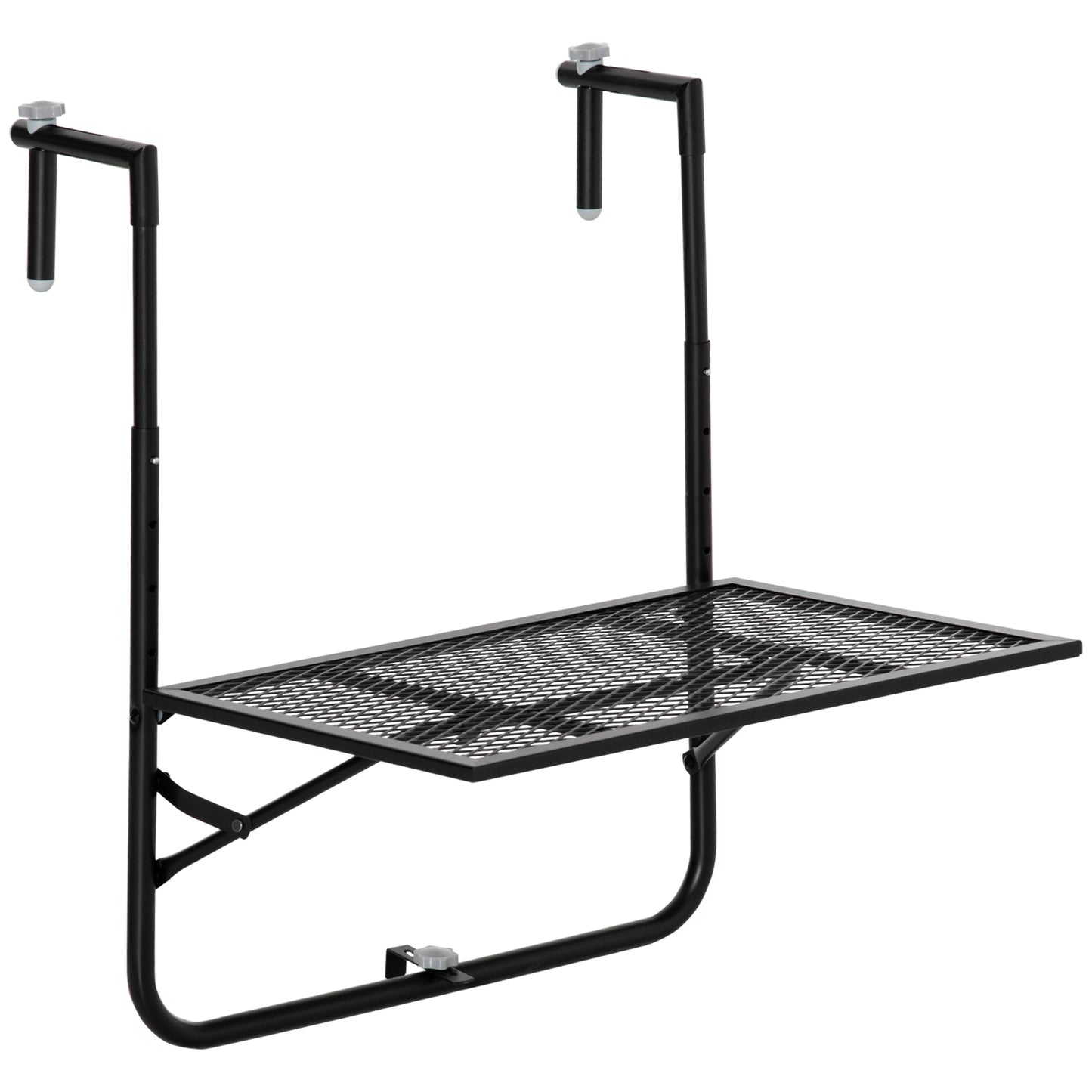 Masa de Balustrada Pliabila din Metal, 60x60x57-72cm, Negru