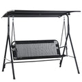 Leagan de Gradina cu 3 Locuri cu Acoperis Parasolar Reglabil Negru 172x110x155cm