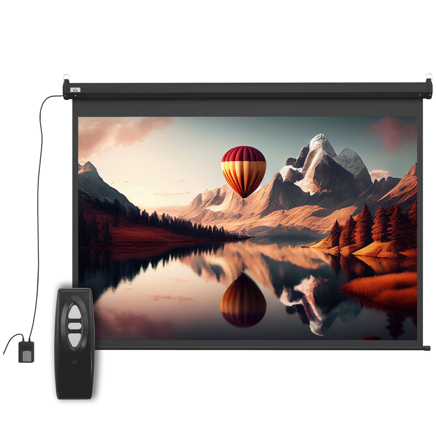 Ecran pentru Proiector 89" Format 4:3 Reglabil cu Telecomandă, 171x130cm, Negru