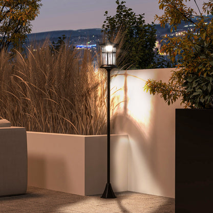 Stâlp Solar de Grădină, Înalt de 184cm, cu Lumină LED Alb Rece și IP44, Negru