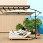 Umbrelă de Grădină Suspendată 2.47x2.47 m, Umbrelă de Exterior cu Bază în Cruce, Corzi Antivânt, Bej