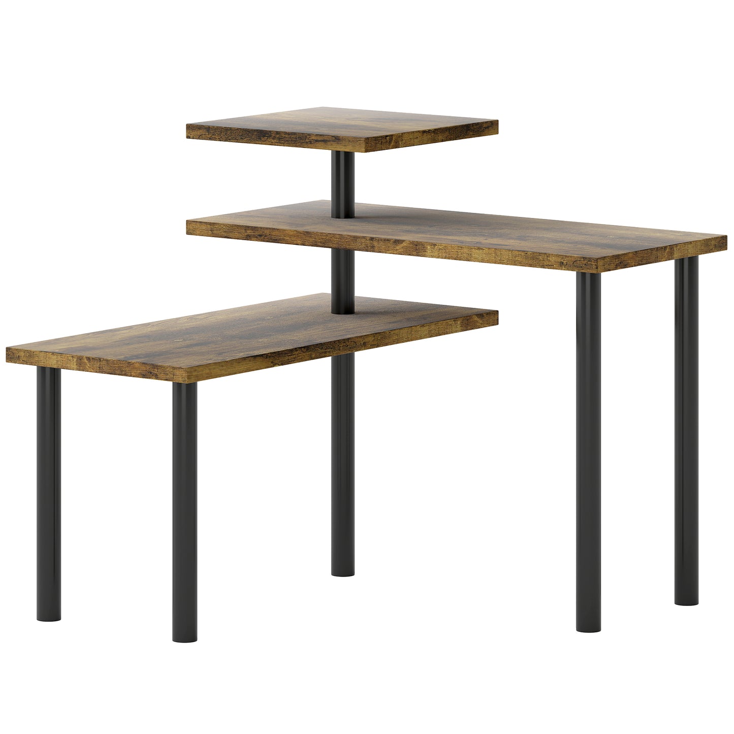 Raft de Bucătărie cu 3 Nivele Rotative Economisitor de Spațiu din Lemn și Oțel, 40x10x36.5 cm, Maro Rustic