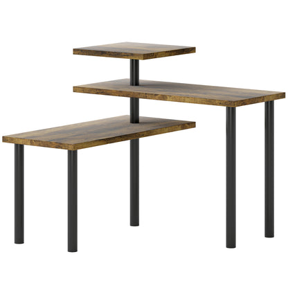 Raft de Bucătărie cu 3 Nivele Rotative Economisitor de Spațiu din Lemn și Oțel, 40x10x36.5 cm, Maro Rustic