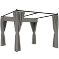 Pergolă de Grădină cu Acoperiș Retractabil și Draperii, din Metal și Poliester, 300x300x227 cm, Gri Deschis