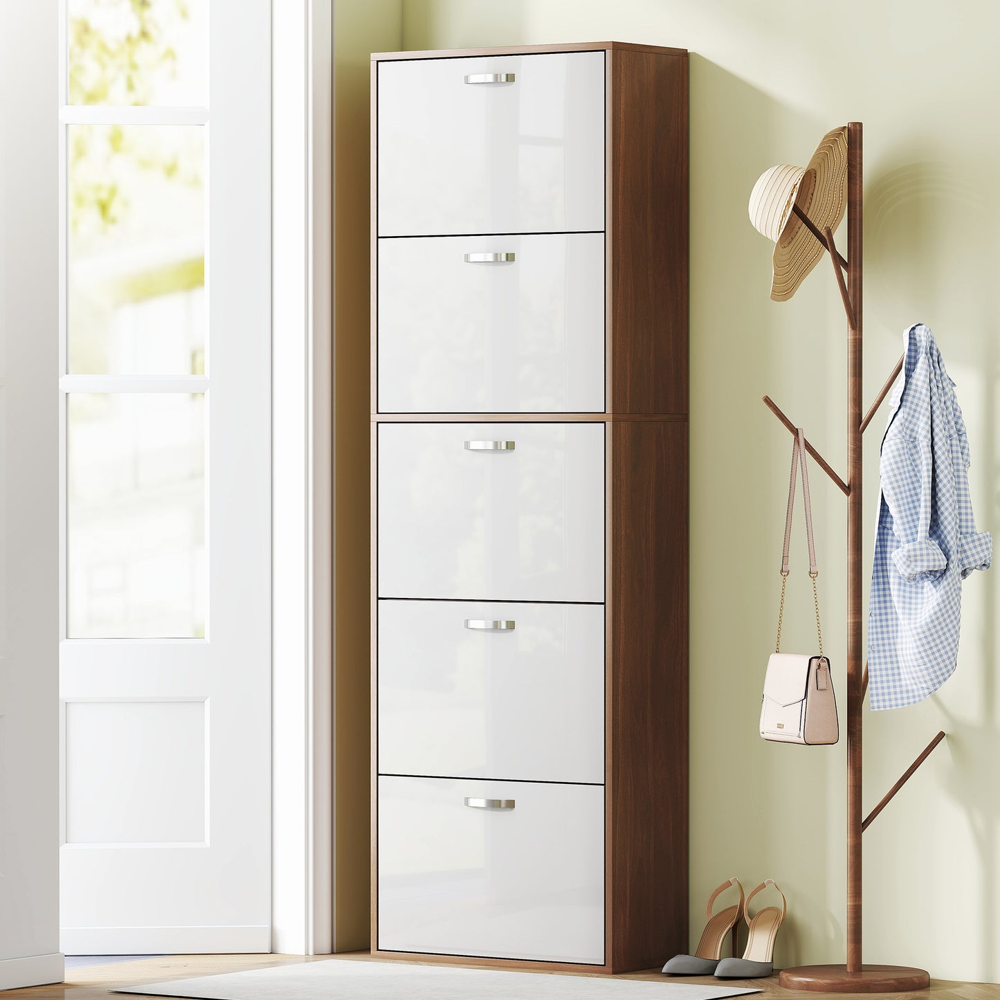 Dulap Pantofi 60×28×189 cm – 5 Sertare & Spatiu pentru 30 Perechi