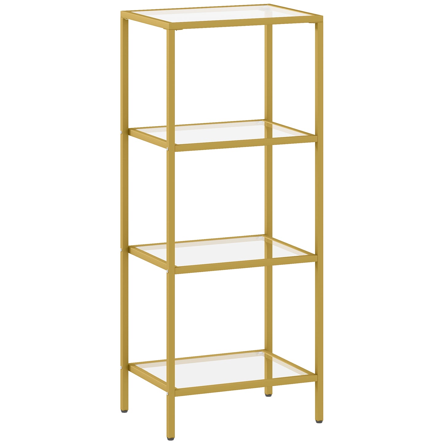Raft cu 4 Niveluri Minimal din Metal și Sticlă Temperată, 40x30x96,5 cm, culoare Aurie