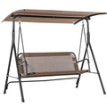 Balansoar de Gradina/Terasa 3 Locuri cu Baldachin Reglabil din Metal si Textilen, 172x110x155 cm, Maro