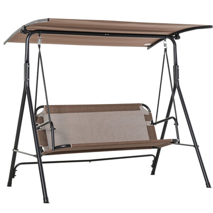 Balansoar de Gradina/Terasa 3 Locuri cu Baldachin Reglabil din Metal si Textilen, 172x110x155 cm, Maro