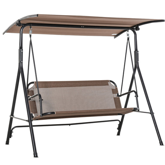 Balansoar de Gradina/Terasa 3 Locuri cu Baldachin Reglabil din Metal si Textilen, 172x110x155 cm, Maro