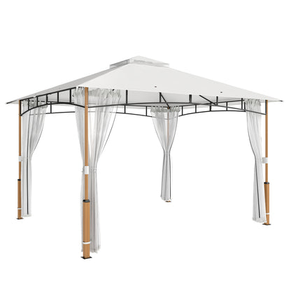 Foișor 3 x 3.6 m, Acoperiș Dublu UPF50+ cu Plasă, Crem