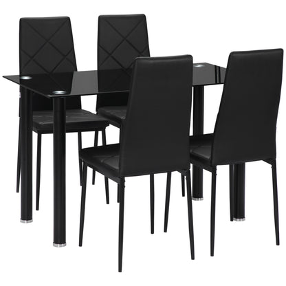 Set Masa de Sufragerie cu 4 Scaune, cu Sticla Securizata