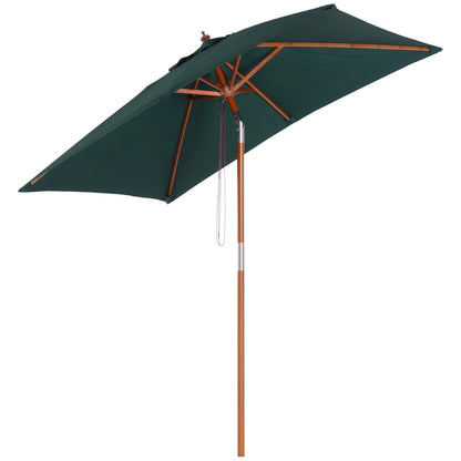 Umbrela Dreptunghiular din Bambus si Poliester Anti-UV Verde 2x1.5x2,3m