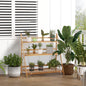 Jardiniera de exterior din bambus cu 3 niveluri cu design inaltat si pliabil, 98x37x96,5 cm, culoarea lemnului