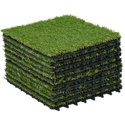 Dale pentru Gradina cu Iarba Sintetica 30x30cm 10 Bucati, Gazon Artificial Realist, Verde