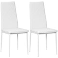 Set de 2 Scaune de Dining Moderne cu Spătar Înalt din Piele Ecologică și Oțel, 41x50x97 cm, Alb