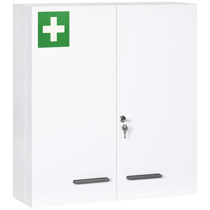 Dulap pentru medicamente cu 6 rafturi, cu încuietoare și 2 chei, din oțel, 55x18x60 cm, alb