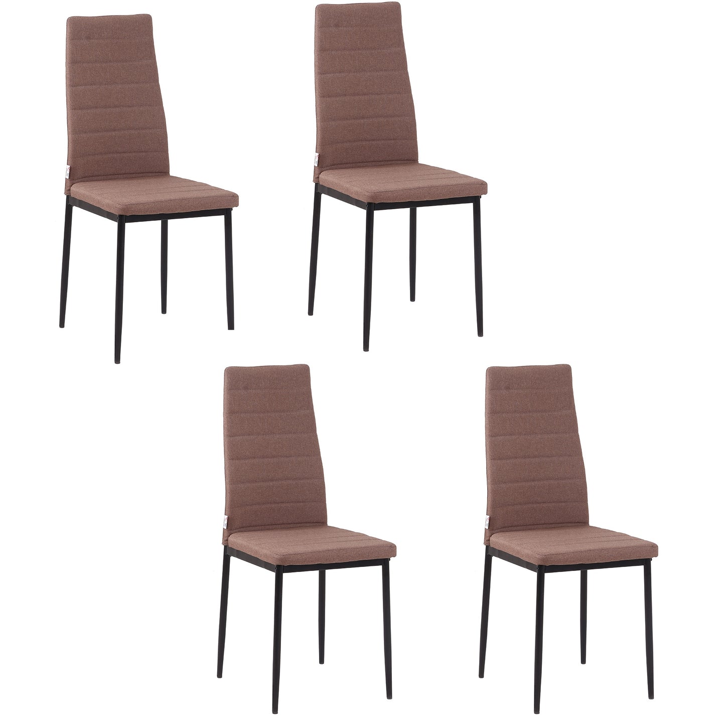 Set 4 Scaune Moderne pentru Dining și Bucătărie, Scaune Căptușite cu Cadru Metalic Robust, Textil Kaki