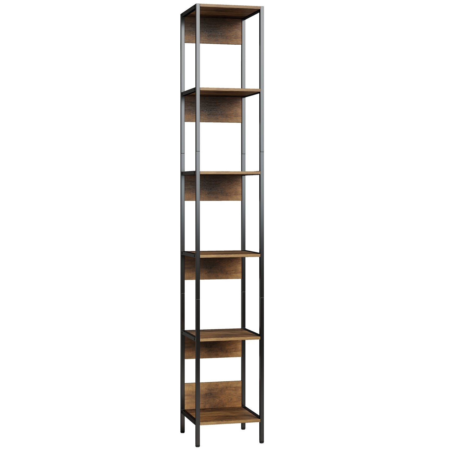 Bibliotecă cu 6 Rafturi, Finisaj Lemn Maro