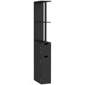 Coloană de Baie cu 2 Rafturi și 2 Dulapuri, Mobilier Înalt de Baie Spațios din MDF, 15,2x29,8x118 cm, Negru