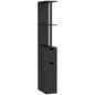 Coloană de Baie cu 2 Rafturi și 2 Dulapuri, Mobilier Înalt de Baie Spațios din MDF, 15,2x29,8x118 cm, Negru