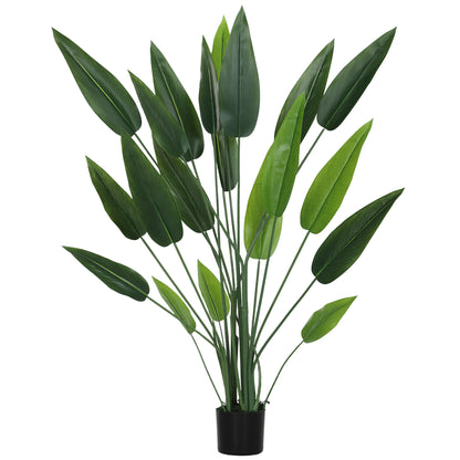 Plantă artificială verde Pasărea Paradisului cu 20 de frunze, 140 cm, cu ghiveci, din PE, PEVA și PP