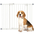 Poartă Extensibilă pentru Câini fără Șuruburi, Poartă de Siguranță Reglabilă cu 2 Extensii, 94-100 cm, Alb