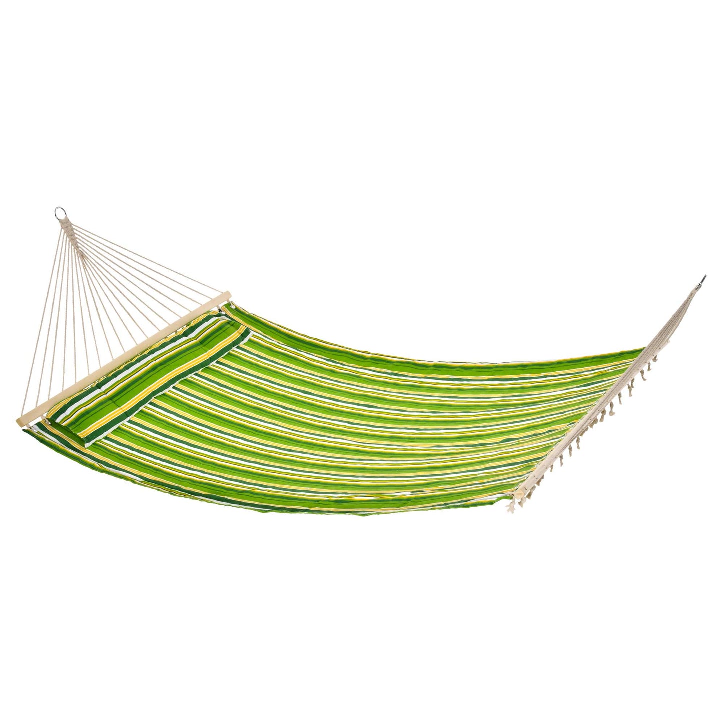 hamac dublu cu perne, 2,84×1,4 m, verde si galben