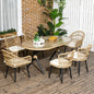 Set de Grădină 7 Piese din Ratan PE cu Masă de Dining 153x89x74 cm și 6 Scaune 52x62x78 cm cu Perne