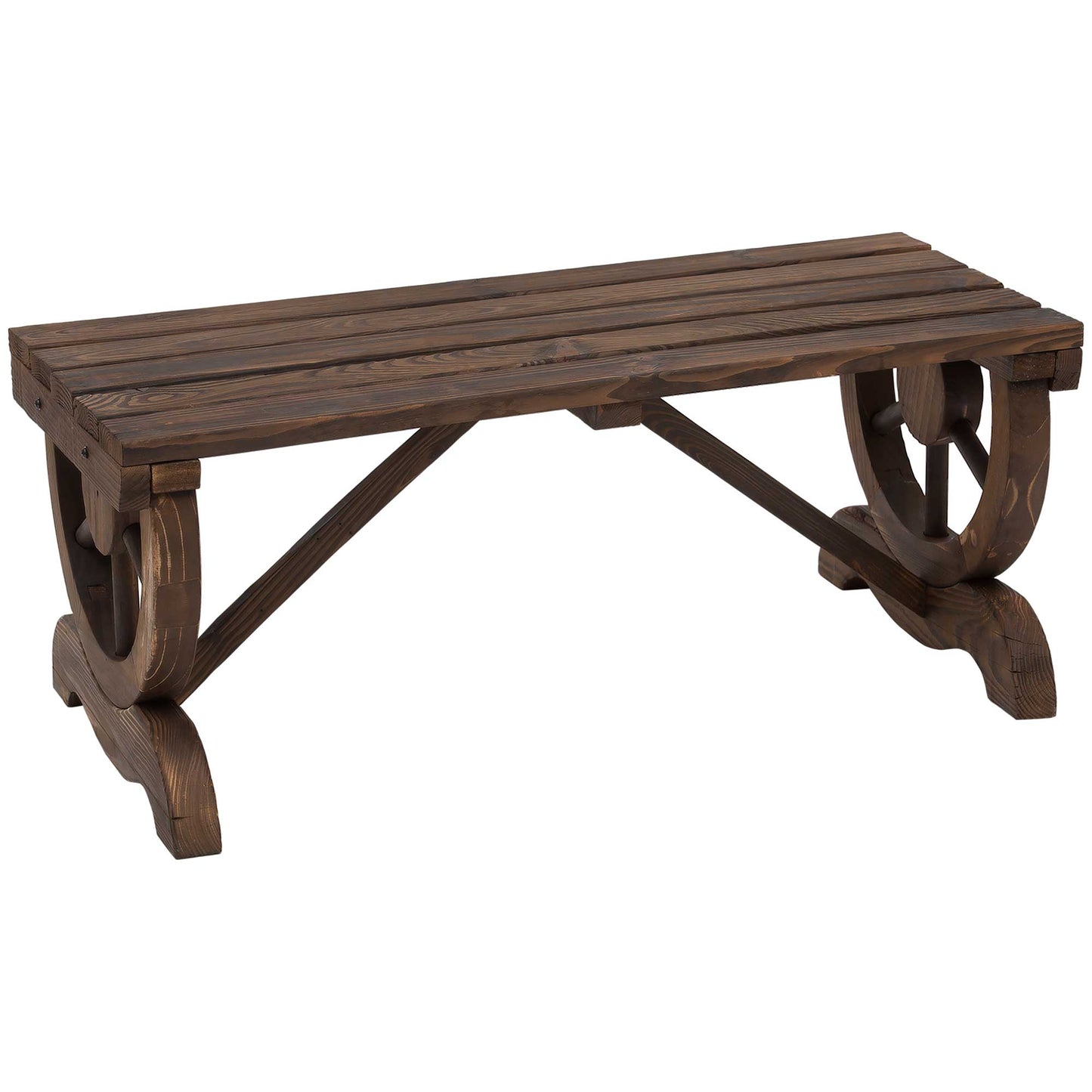 Banca de Gradina cu 2 locuri din lemn de molid, Maro 105x50x53cm
