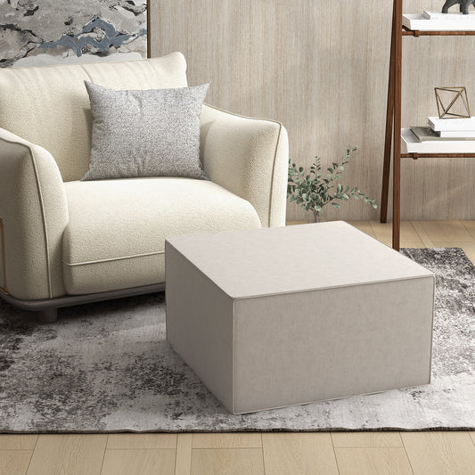 Taburet 2 în 1 cu Husă Detasabilă din Material Textil cu Efect de In, 75x75x41 cm, Bej