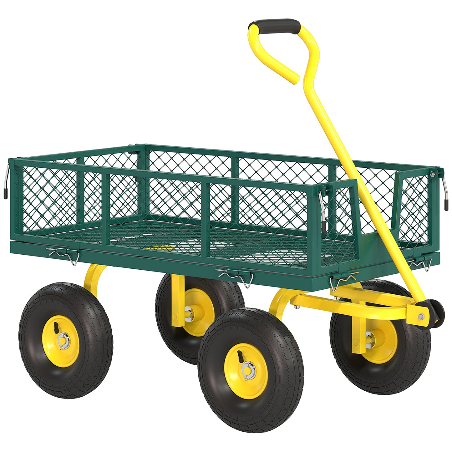 Cărucior pentru Grădină din Oțel, cu Capacitate de 200 kg și Pereți Laterali Detașabili, 104x54x51 cm, Verde și Galben