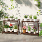Set de 2 Suporturi pentru Plante cu 2 Niveluri, 73x36x64 cm, Maro
