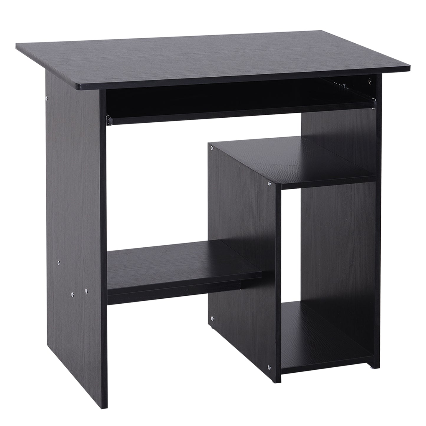 Birou PC Modern din Lemn cu Raft pentru Unitatea Centrală și Spațiu pentru Tastatură Glisantă, 80x45x75 cm, Negru