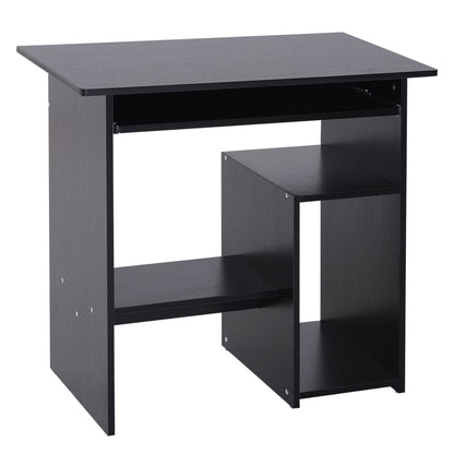 Birou PC Modern din Lemn cu Raft pentru Unitatea Centrală și Spațiu pentru Tastatură Glisantă, 80x45x75 cm, Negru