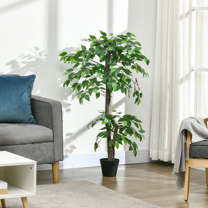 Planta Artificială  Arbore de Ceai cu 546 de Frunze Realistice și Ghiveci din Ciment 120 cm Verde
