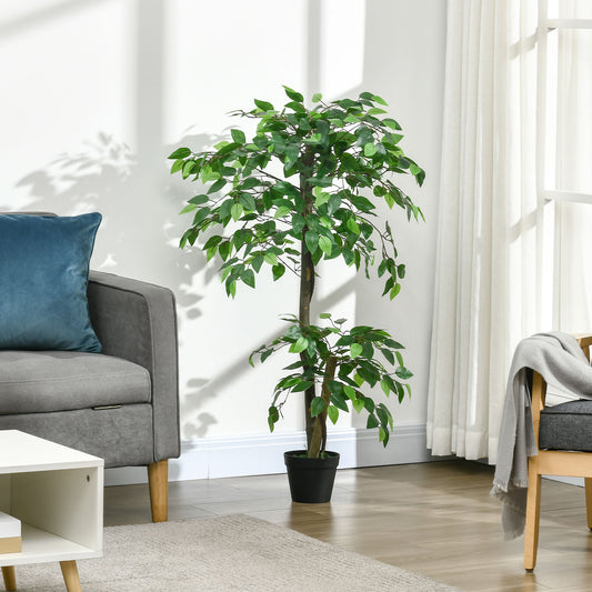 Planta Artificială  Arbore de Ceai cu 546 de Frunze Realistice și Ghiveci din Ciment 120 cm Verde