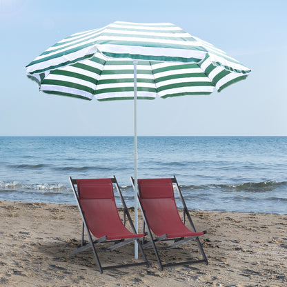 Umbrelă de Plajă cu Acoperiș Înclinabil la 45°, Ø1.8x2 m, Verde și Alb