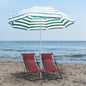 Umbrelă de Plajă cu Acoperiș Înclinabil la 45°, Ø1.8x2 m, Verde și Alb