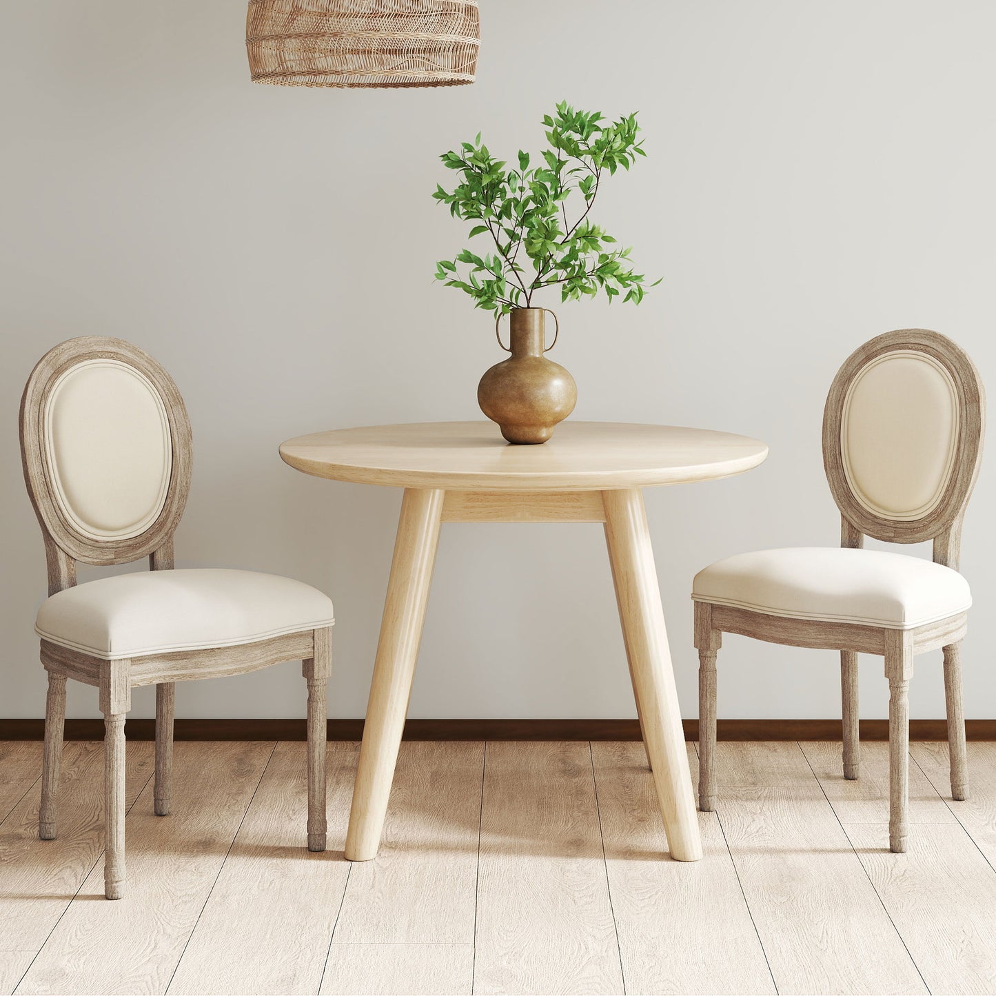 Set 2 Scaune Vintage – Capitontate, Alb, pentru Sufragerie