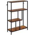 Bibliotecă cu 4 Rafturi Stil Industrial din Lemn și Metal, 77x30x116 cm, Maro Rustic